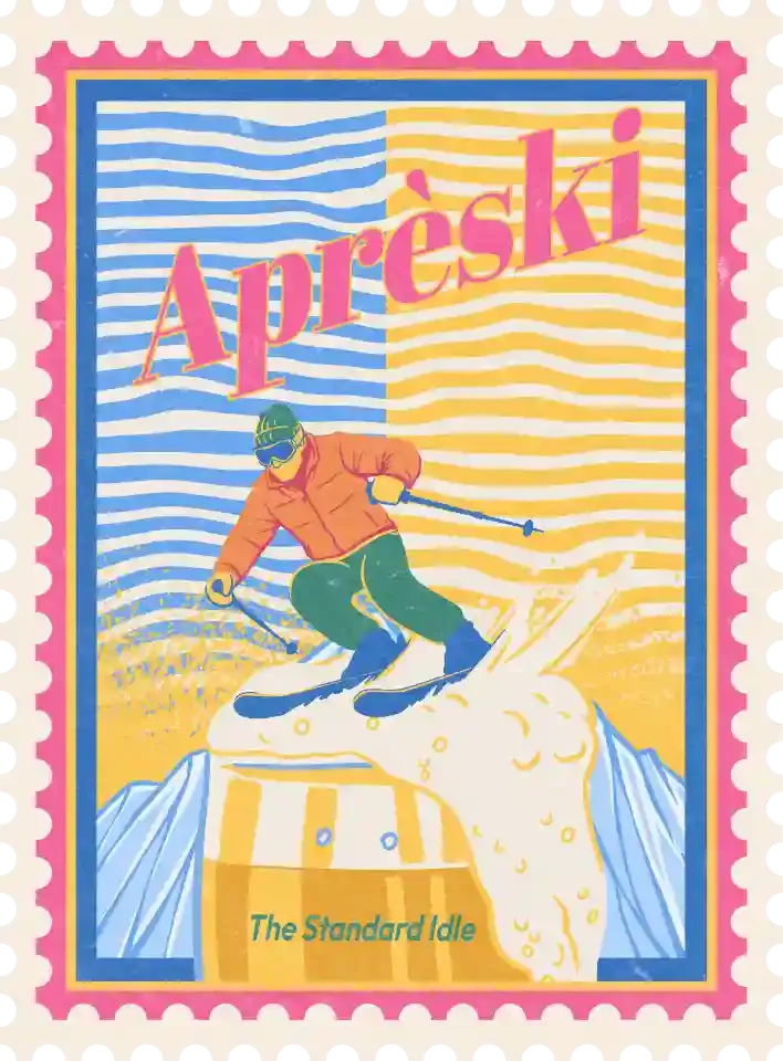 Apres ski stamp print on desk