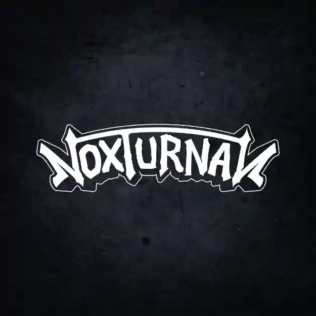 Gothic streetwear typography logo reading Noxturnal on dark textured grunge background